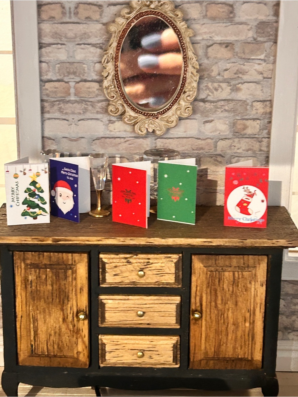 Dollhouse Miniatures 4 Christmas Cards Multi Minis 1:12 scale